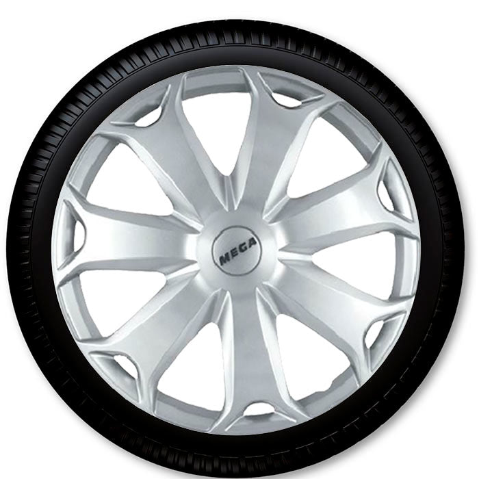13" mega sølv hjulkapselsett