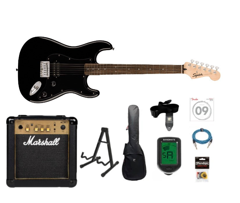 Fender Squier Sonic Stratocaster HT H el-gitar startpakke (Svart)