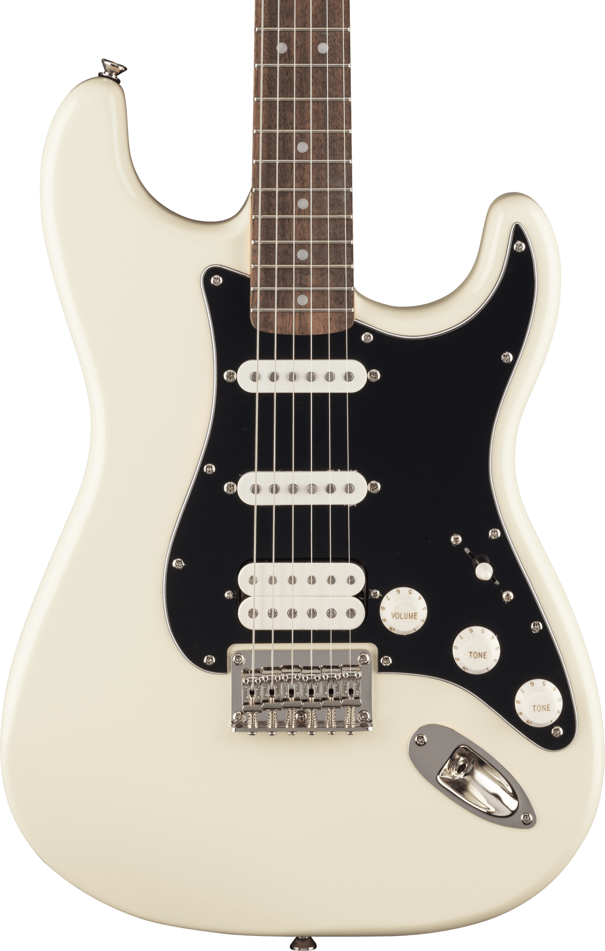 Fender Classic Vibe 70s Stratocaster HT HSS, laurbær gripebrett, svart pickguard, olympisk hvit