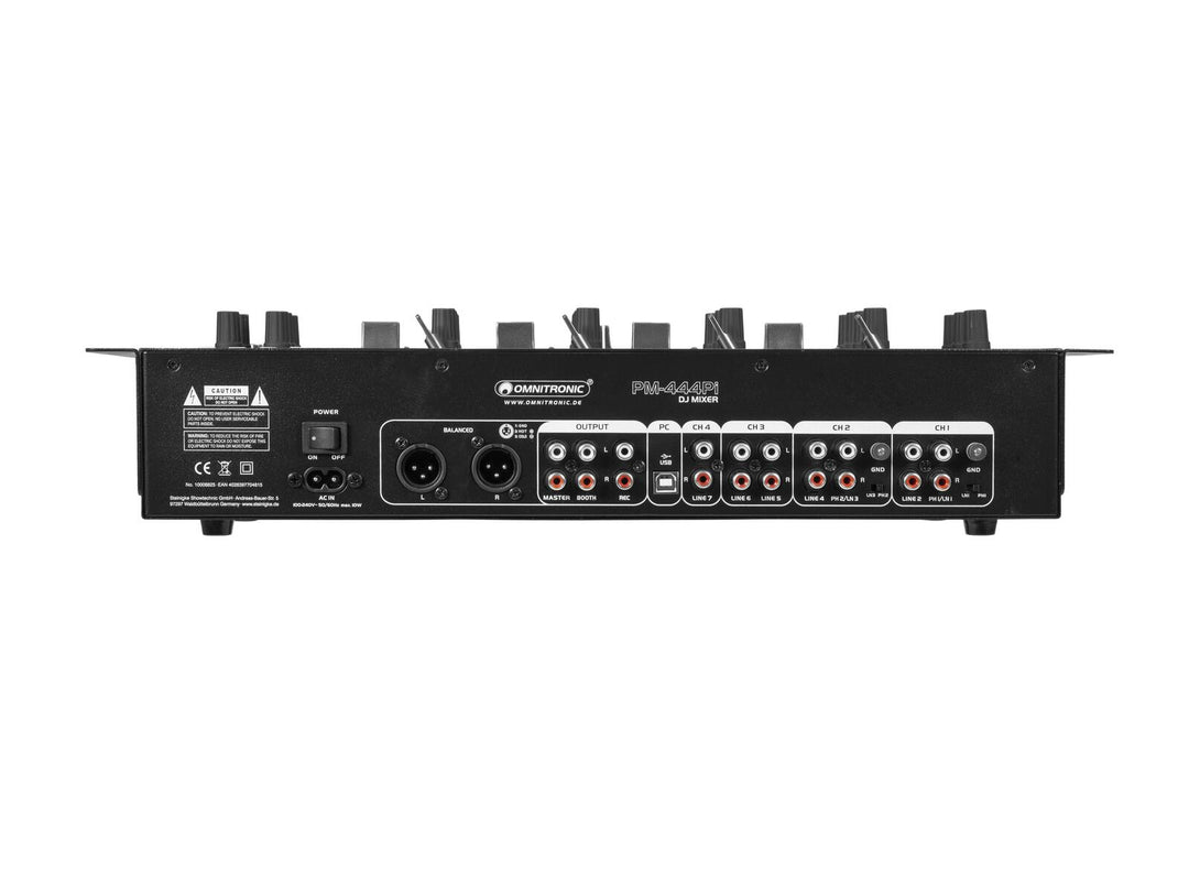 OMNITRONIC PM-444Pi 4-channel DJ Mixer with Player & USB Interface