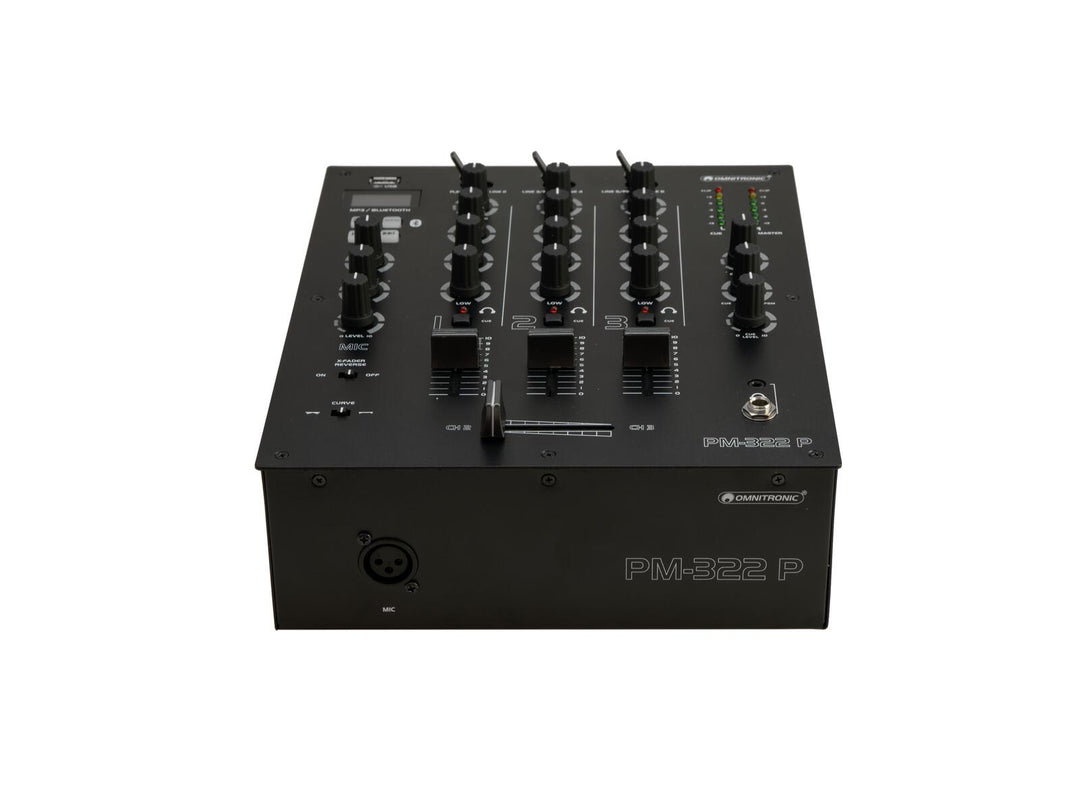 OMNITRONIC PM-322P 3-kanals DJ-mikser med Bluetooth og USB-spiller