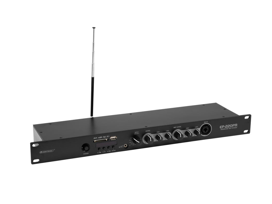 OMNITRONIC EP-220PR forforsterker med MP3-spiller og FM-radio