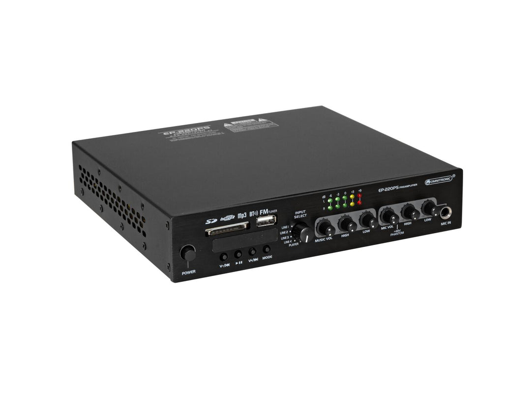 OMNITRONIC EP-220PS Forforsterker med MP3-spiller, Bluetooth og FM-radio 9.5"