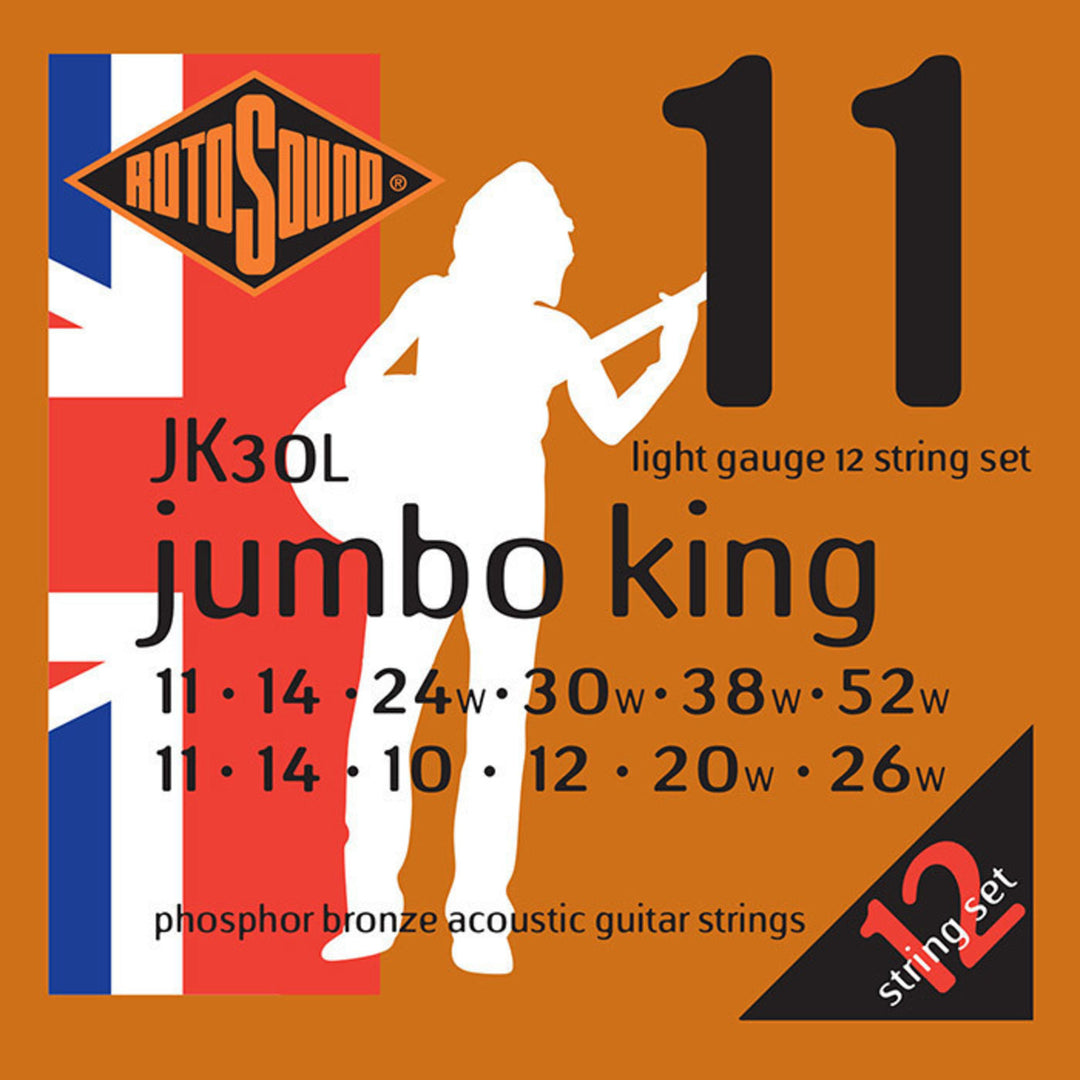 Rotosound Strenger til akustisk Gitarer Jumbo King - Sett 12-strengers lette 11-52 (JK30L)