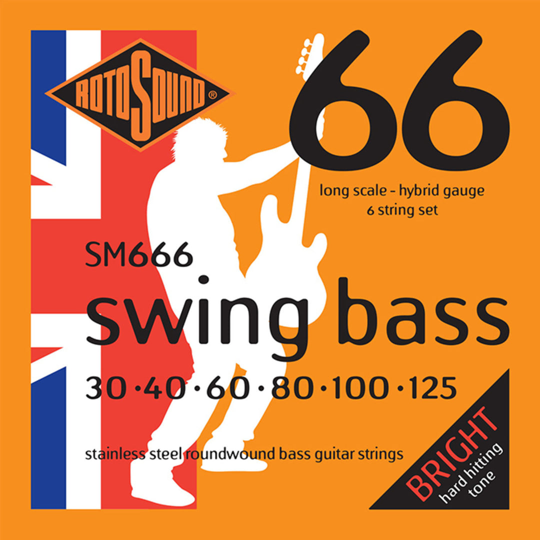Rotosound E-bass-strenger Swing Bass 66 - sett 6-strengs rustfritt stål Hybrid 30-125 (SM666)