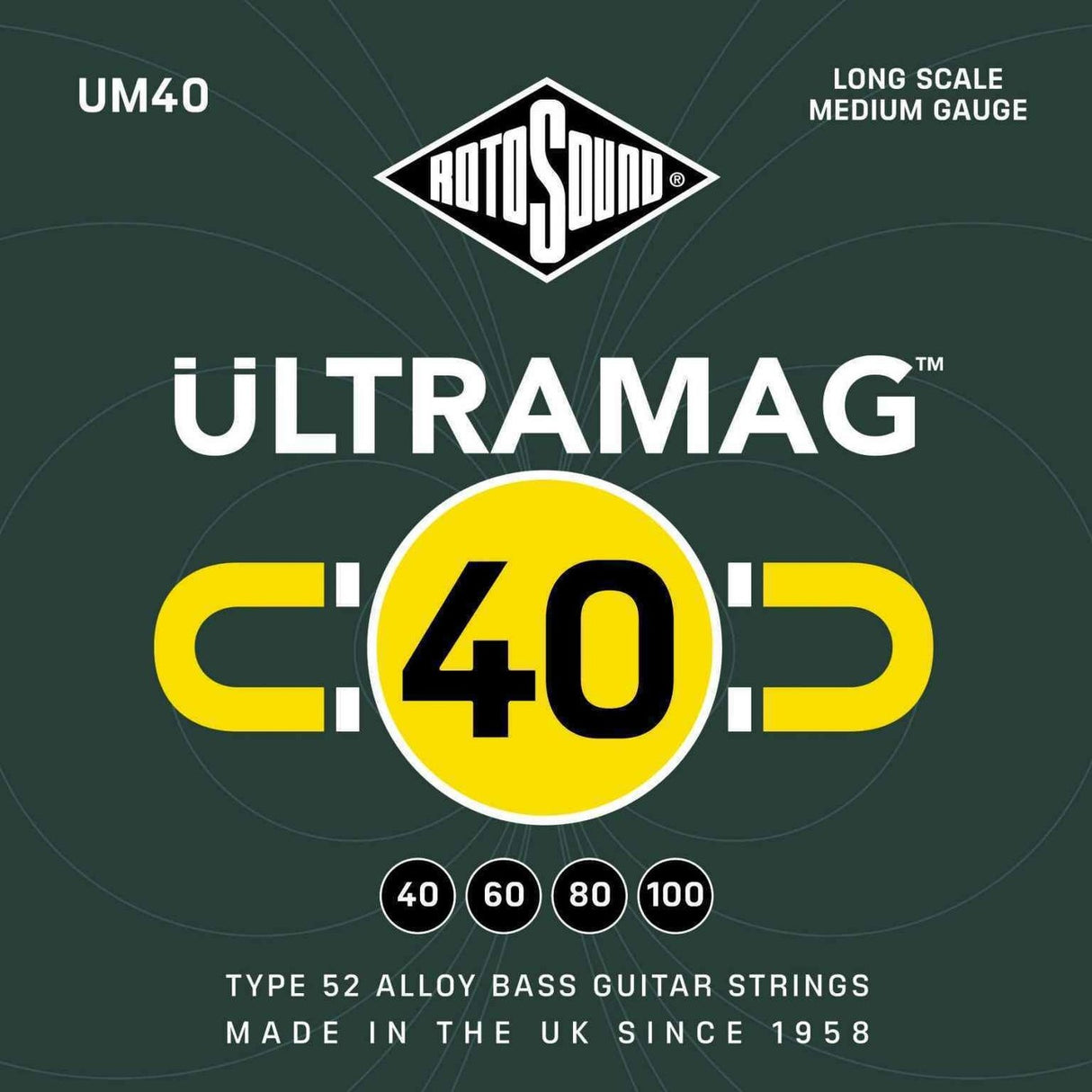 Rotosound E-bass-strenger Ultramag - Sett 4-streng Medium 40-100 (UM40)