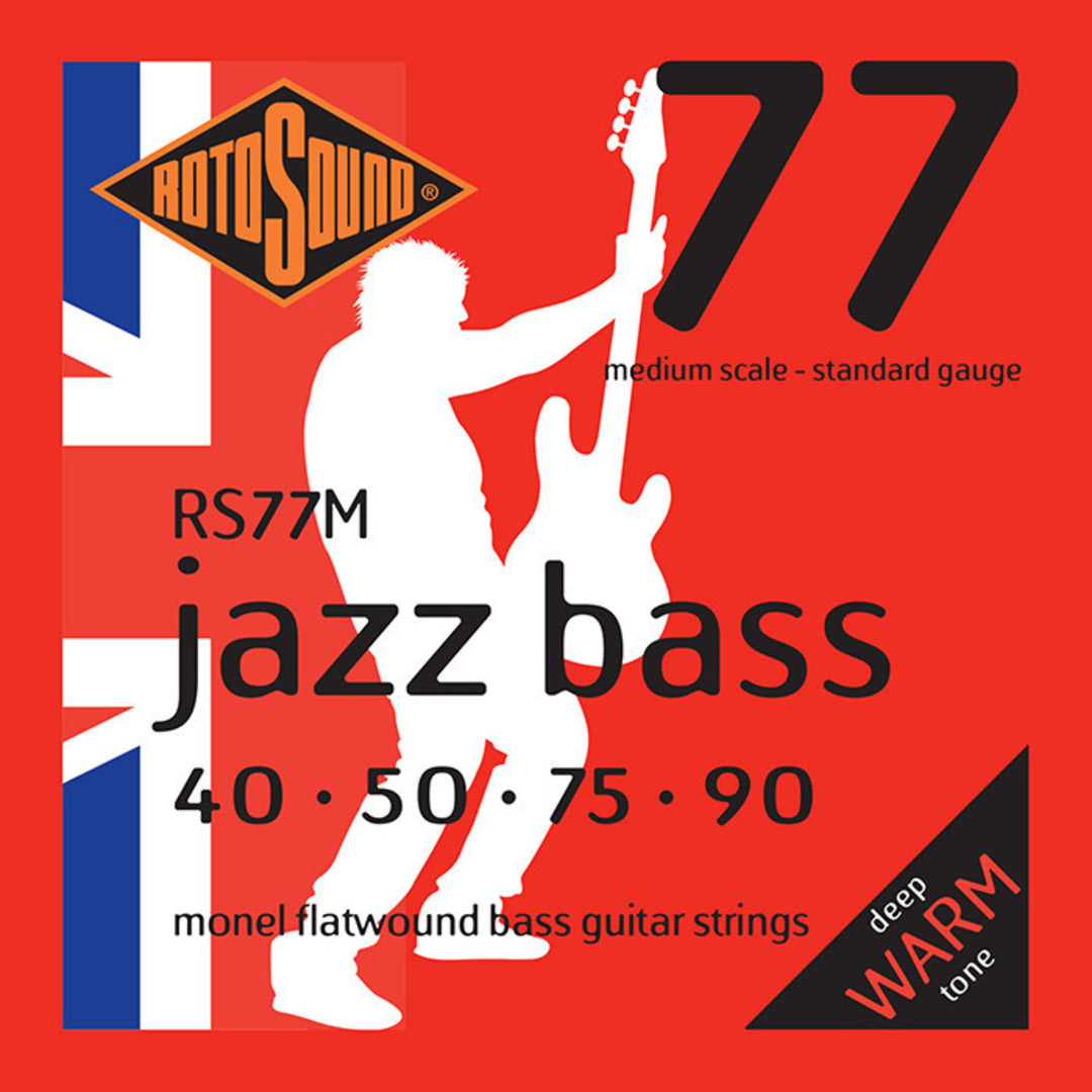 Rotosound Jazz Bass-strenger Jazz Bass 77 - Sett 4-strengs Medium 40-90 //Medium mensurlengde (30.5"/772mm to 32"/810mm) (RS77M)