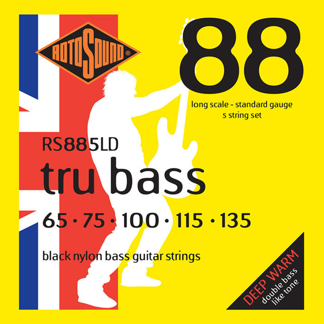 Rotosound elbass-strenger Tru Bass 88 - sett 5-strengs Long 65-135; Long scale: scale length (34"/860mm) - til medium (32"/810mm) (RS885LD)