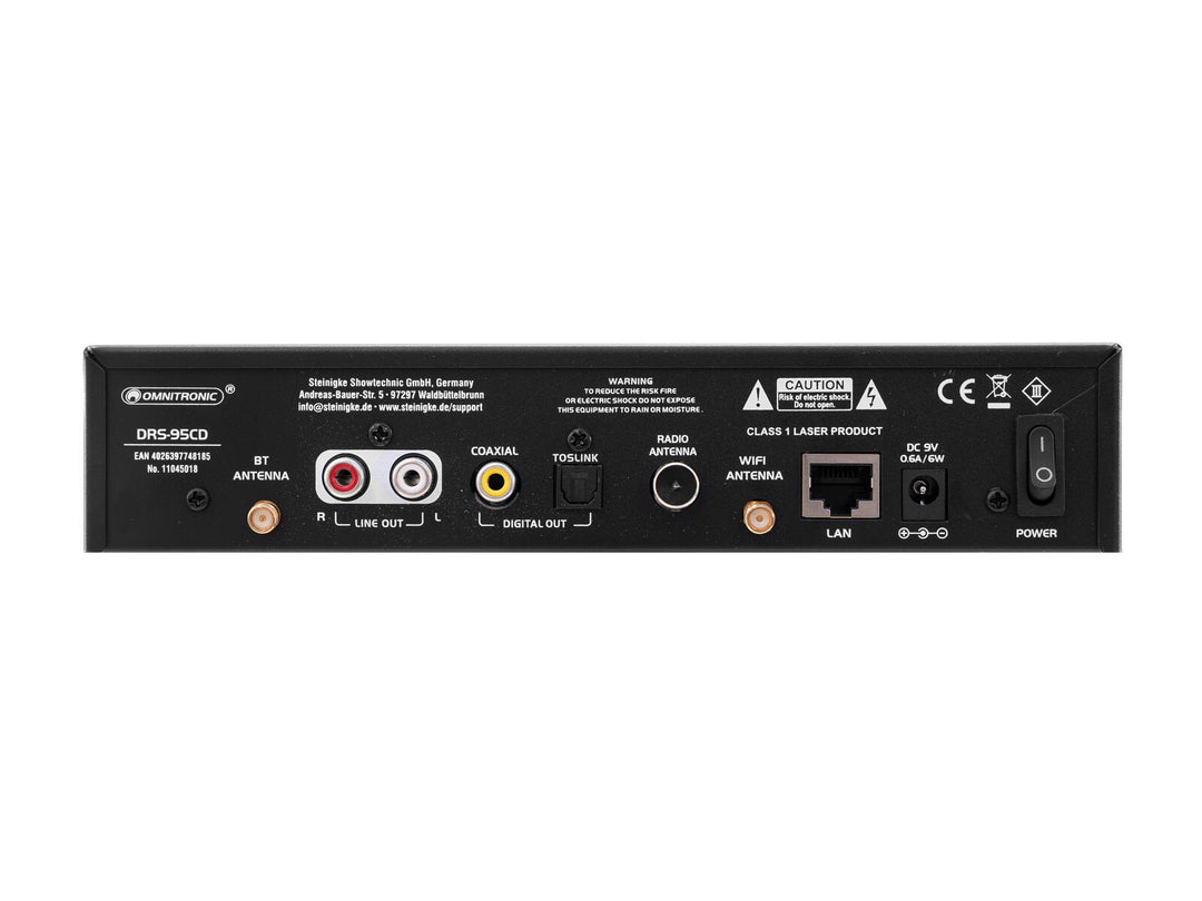 OMNITRONIC DRS-95CD internettradio med DAB+, Bluetooth og CD-spiller