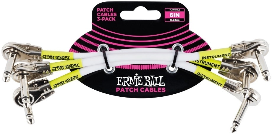 Ernie Ball EB-6052 Patch Kabel Flate Kontakter Hvit 15 cm,