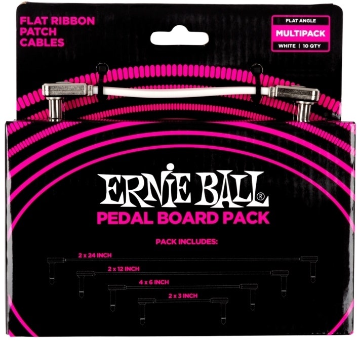 Ernie Ball EB-6387, Flat Patch Kabel Hvit, Multipack