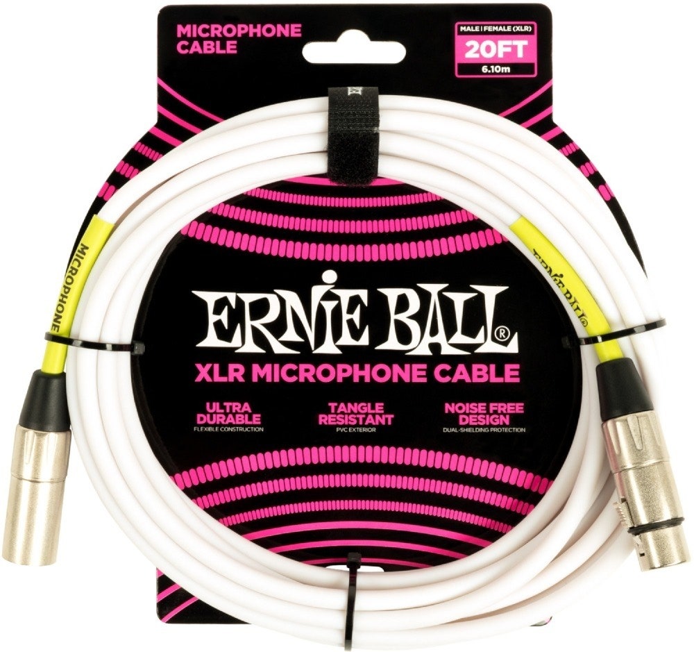 Ernie Ball 6389 Mikrofonkabel Hvit - 6 Meter
