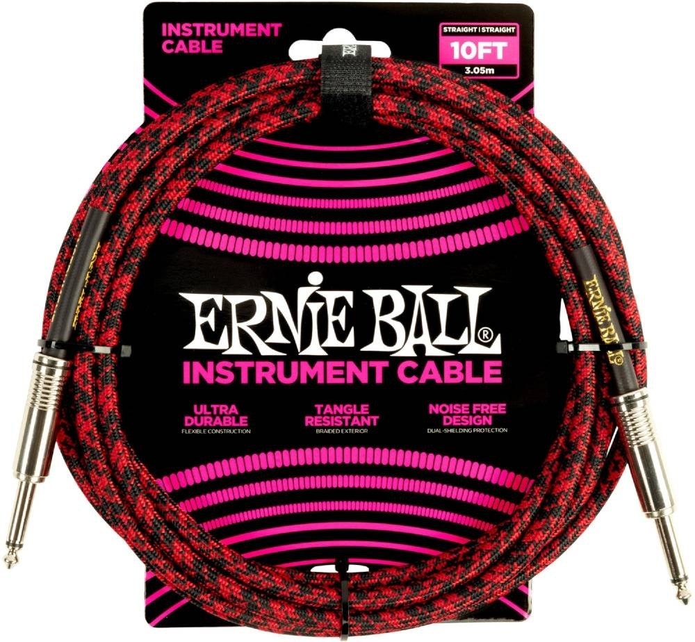 Ernie Ball 6394 Instrumentkabel 3 M (10 ft) - Svart & Rød