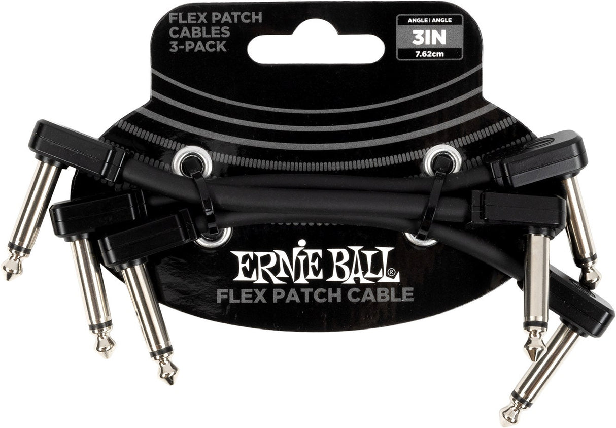 Ernie Ball 6443 Flex Patchkabel Svart 7,5cm 3-pakning