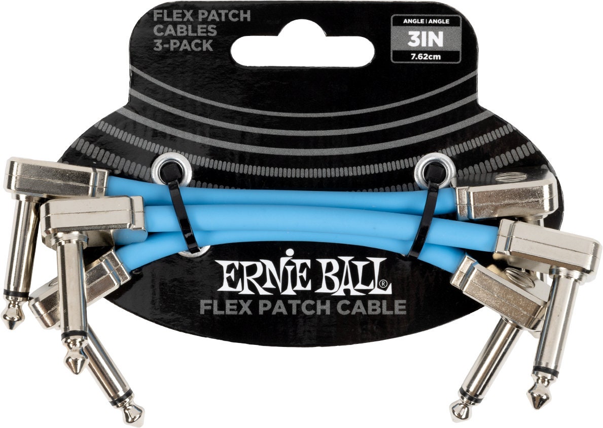 Ernie Ball 6459 Flex Patchkabel Blå 7,5cm 3-pakning