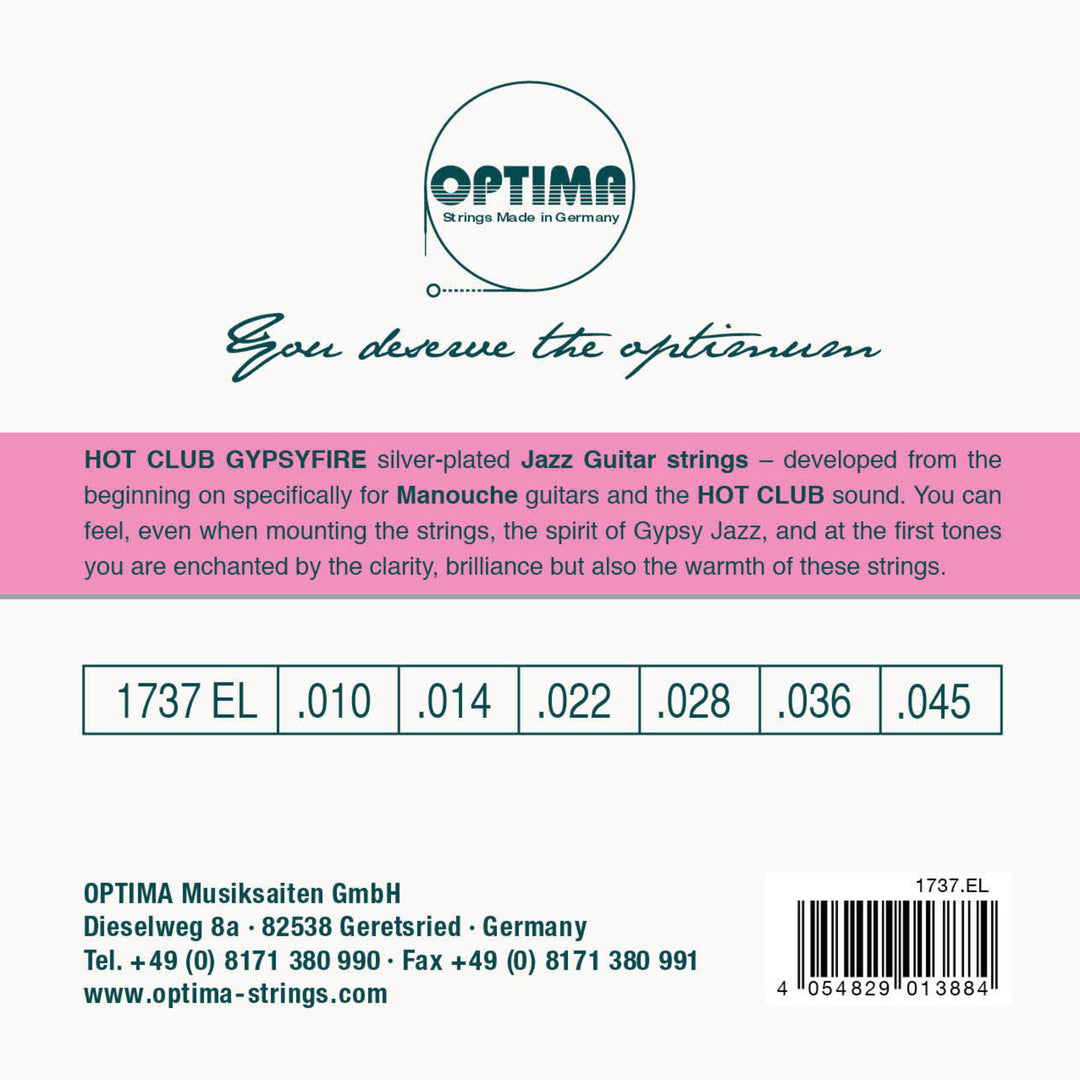 Optima strenger for akustisk gitar Hot Club Gypsyfire sølvbelagt - Sett (1737EL)