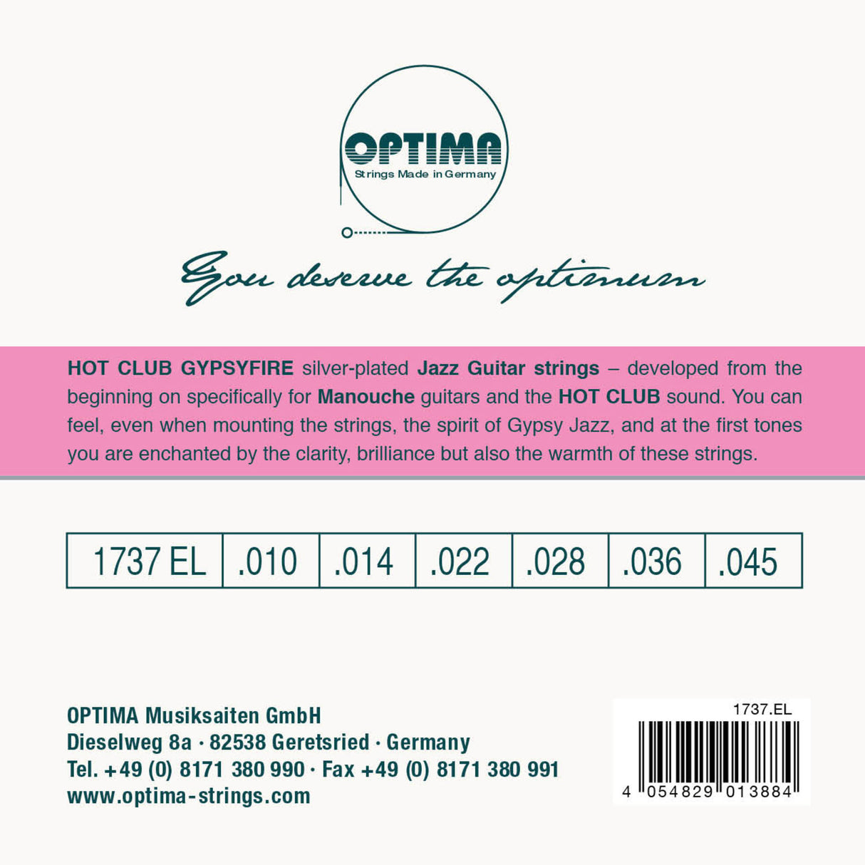 Optima strenger for akustisk gitar Hot Club Gypsyfire sølvbelagt - Sett (1737EL)