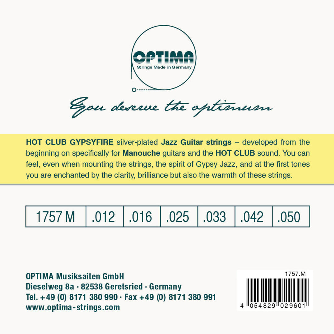 Optima strenger for akustisk gitar Hot Club Gypsyfire sølvbelagt - Sett med loop end (1757M)