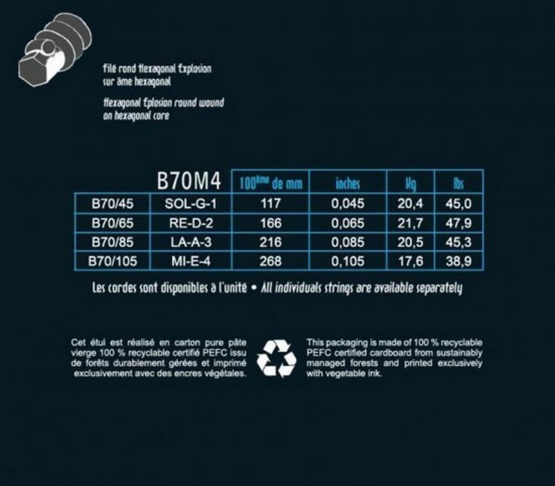 Savarez E-bass-strenger Hexagonal Explosion - 5-str. Medium-Light (B70M5)