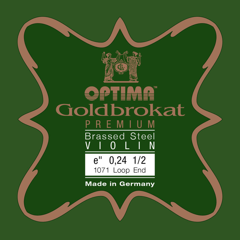 Optima Goldbrokat Premium Brassed E-streng 1/2-fiolin, 0,24 mm, løkke