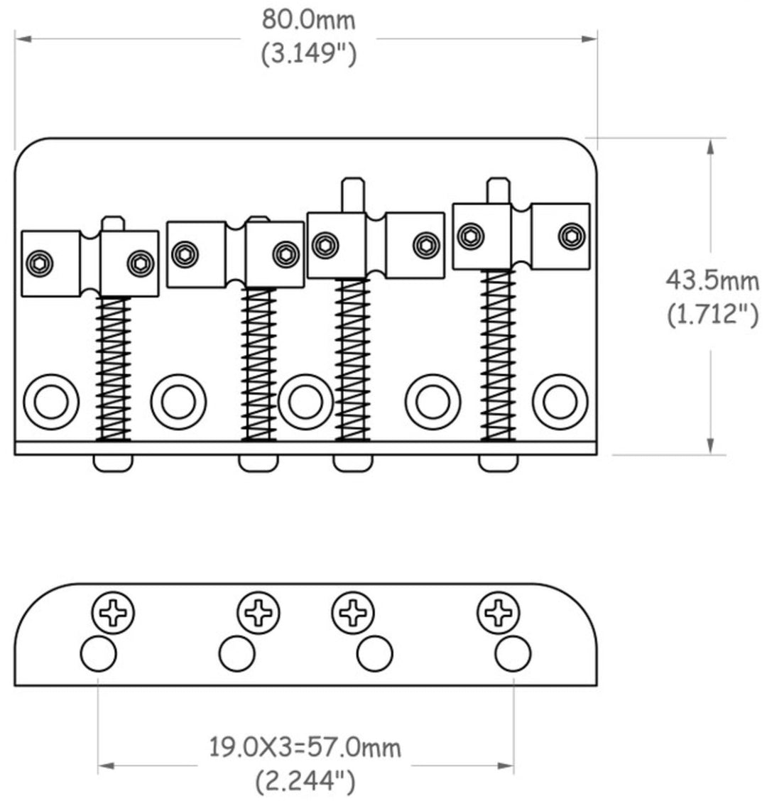 Partsland E-bass-bro 4-strengers - Forkrommet