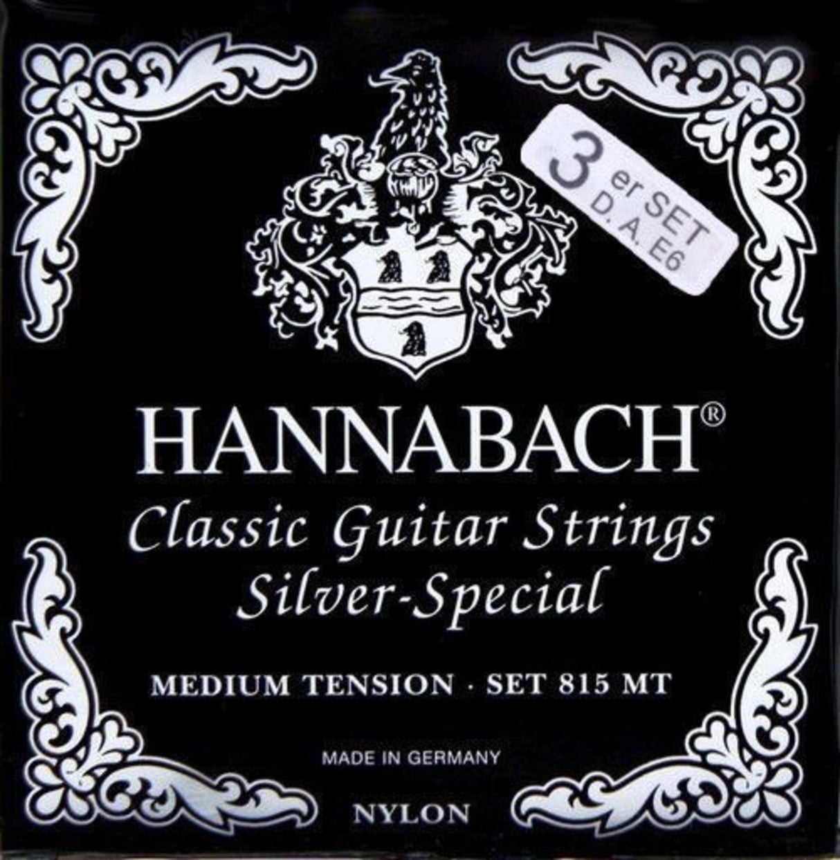 Hannabach strenger til klassisk gitar Serie 815 Medium tension Silver special - sett med 3 bassstrenger (8157MT)
