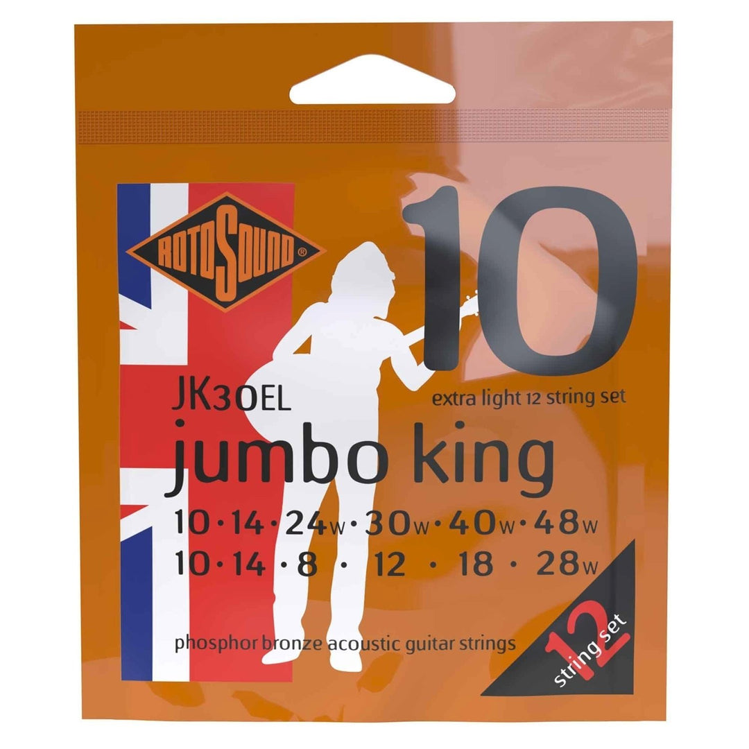 Rotosound Strenger til akustisk Gitarer Jumbo King - Sett 12-strengers ekstra lette 10-48 (JK30EL)