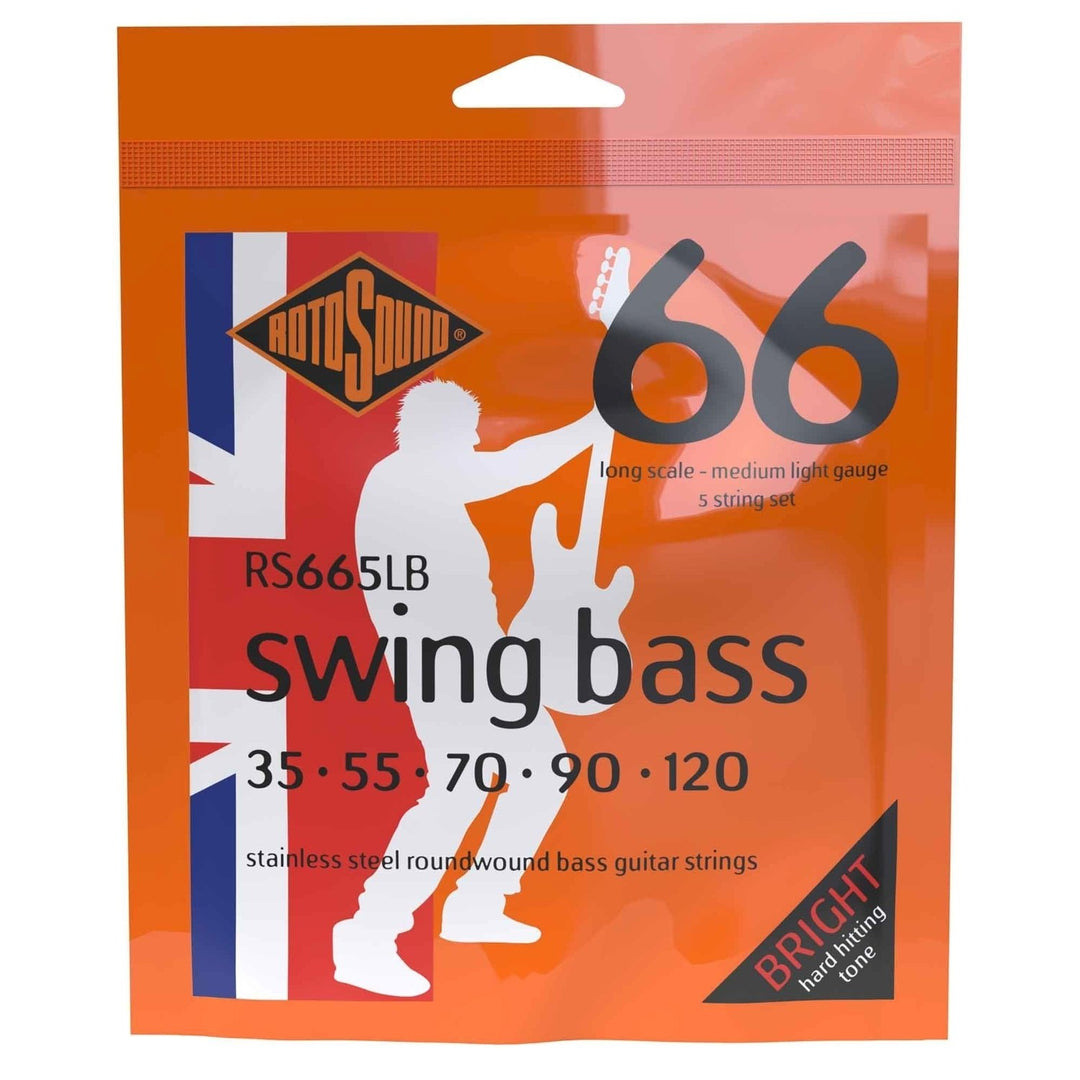 Rotosound E-bass-strenger Swing Bass 66 - Sett for 5-strengers rustfritt stål Medium-Light 35-120 (RS665LB)