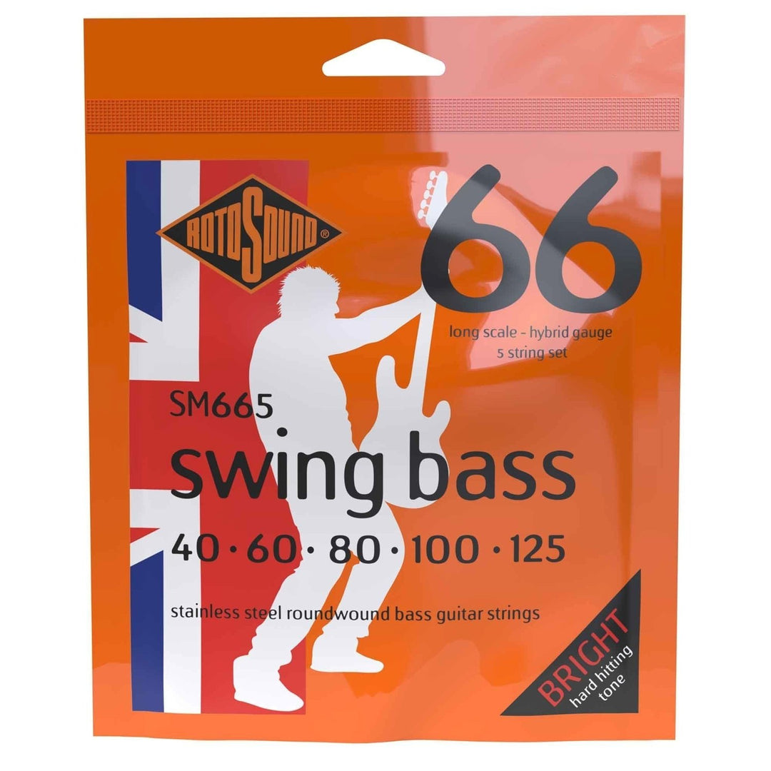 Rotosound E-bass-strenger Swing Bass 66 - Sett for 5-strengers rustfritt stål Hybrid 40-125 (SM665)