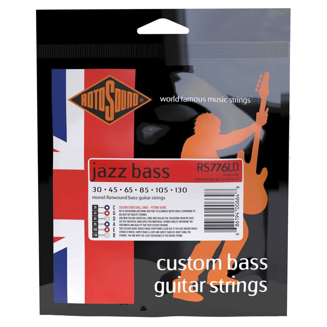 Rotosound Jazz Bass Strings Jazz Bass 77 - sett 6-strengers Flatwound Standard 30-130 (RS776LD)