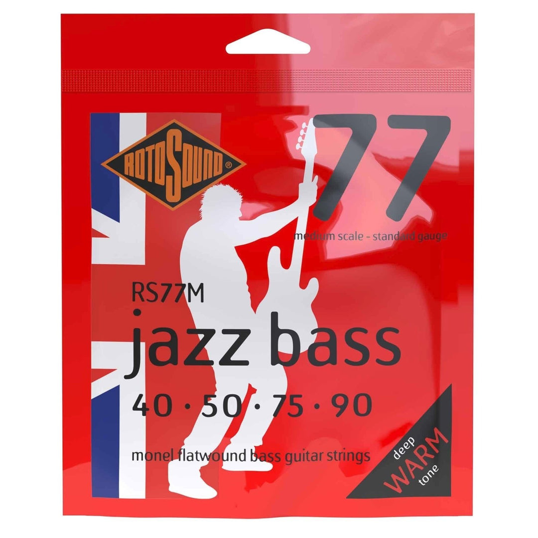 Rotosound Jazz Bass-strenger Jazz Bass 77 - Sett 4-strengs Medium 40-90 //Medium mensurlengde (30.5"/772mm to 32"/810mm) (RS77M)