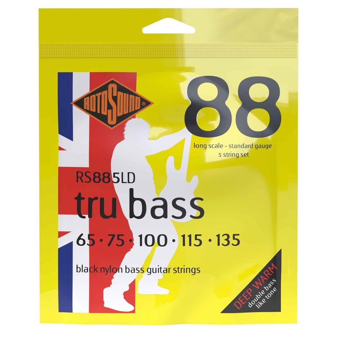 Rotosound elbass-strenger Tru Bass 88 - sett 5-strengs Long 65-135; Long scale: scale length (34"/860mm) - til medium (32"/810mm) (RS885LD)