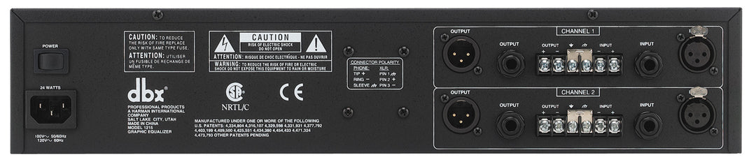 dbx 1215 2x 15-bånds grafisk equalizer