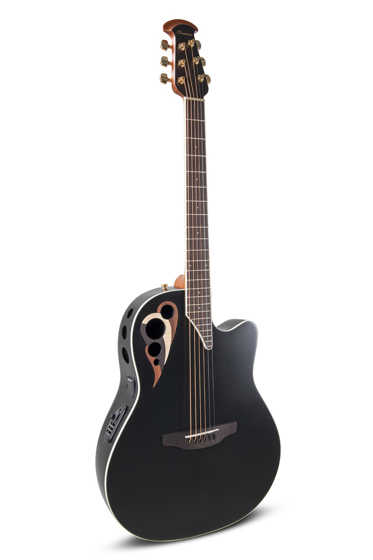 Ovation E-akustiske Gitarer Celebrity Elite Deluxe Deep Contour - Black Satin (CDX40-5-G)