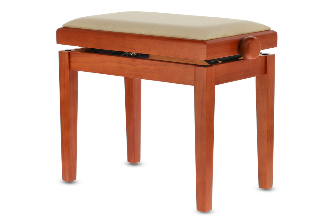 GEWA pianobenk Deluxe - Kirsebær matt (beige sete)