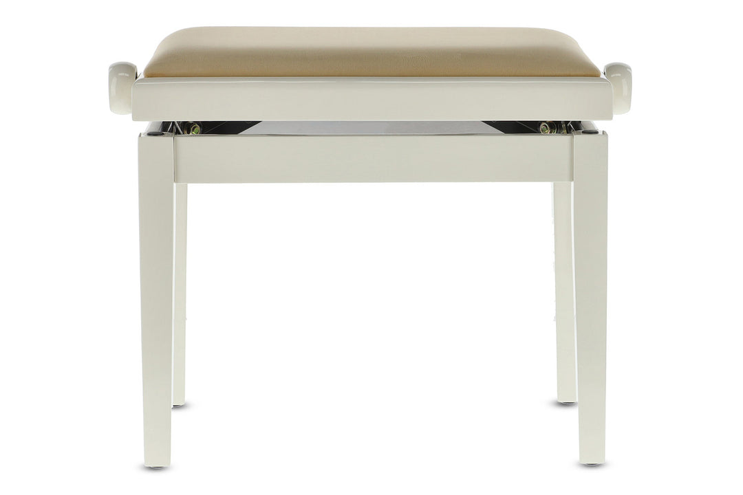 GEWA pianobenk Deluxe - Elfenben høyglans (beige sete)