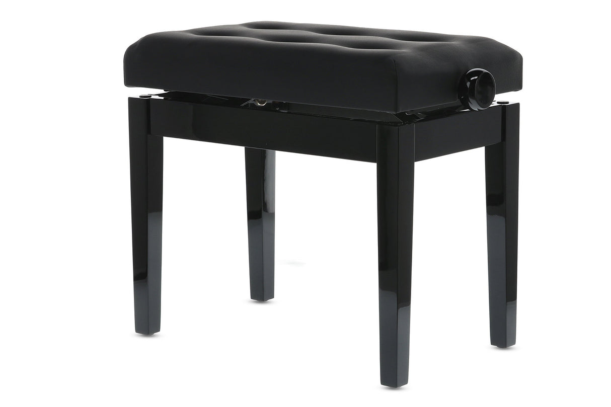 GEWA pianokrakk Deluxe Leather Black, Highgloss - svart trekk i kunstskinn