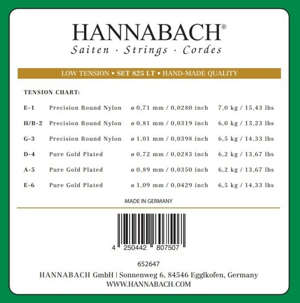 Hannabach 825 A5 bassstreng til klassisk gitarer, lav spenning