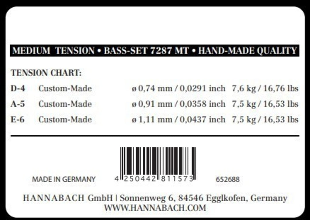Hannabach strenger for klassisk gitar Series 728 Medium Tension Custom Made - 3 bass-strenger medium (7287MT)