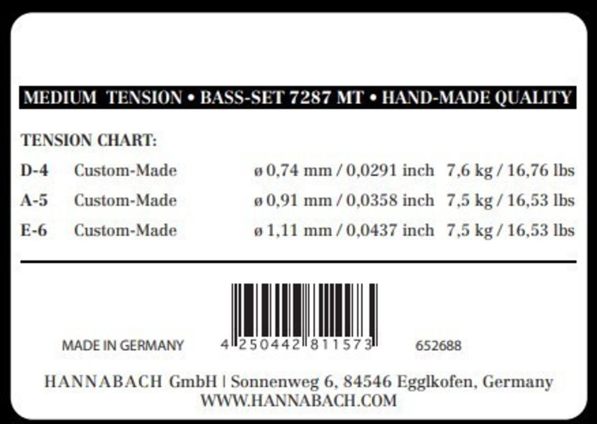 Hannabach strenger for klassisk gitar Series 728 Medium Tension Custom Made - 3 bass-strenger medium (7287MT)
