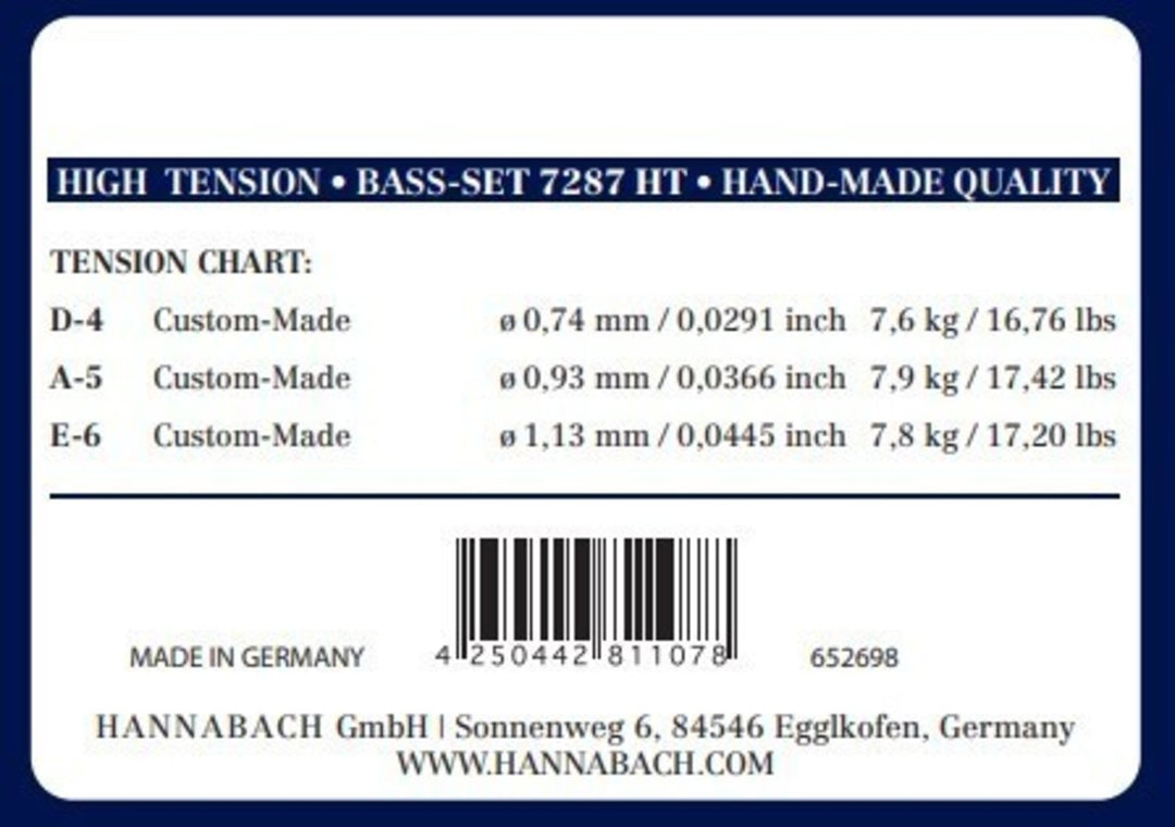 Hannabach strenger for klassisk gitar Series 728 High Tension Custom Made - 3 bass-strenger high (7287HT)