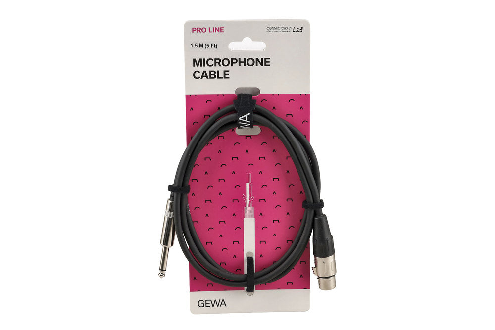 GEWA Pro Line mikrofonkabel 1,5 m, XLR-hunn til mono-jack