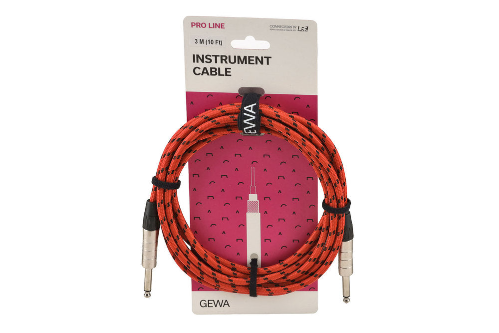 GEWA Pro Line instrumentkabel 3 m, svart-rød tweed, rett jack