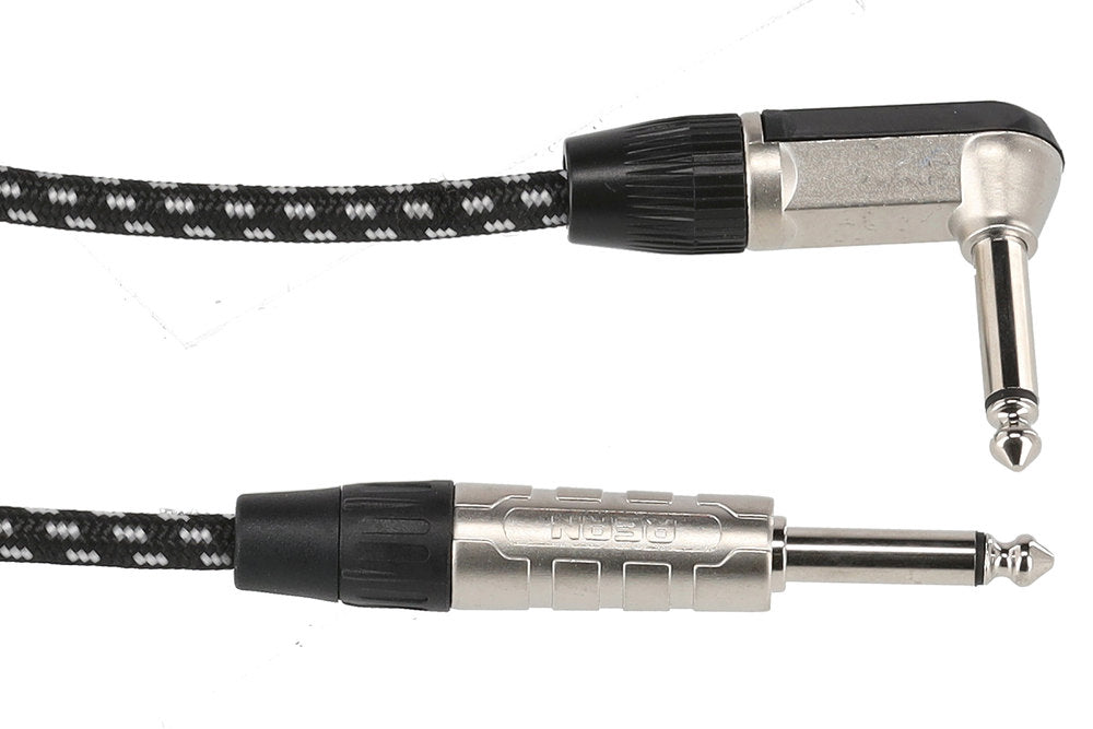 GEWA Pro Line instrumentkabel 6 m, sort-hvit tweed, vinklet jack