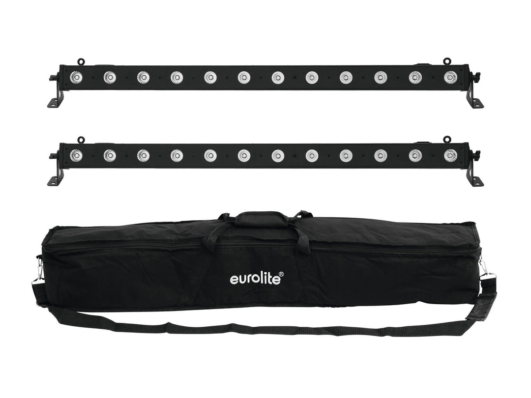 EUROLITE sett 2x LED BAR-12 QCL RGBW + myk veske