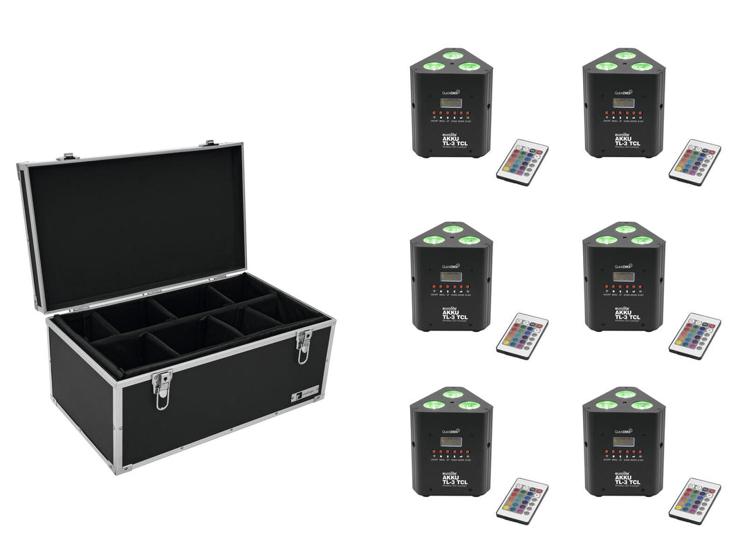 EUROLITE Sett med 6x AKKU TL-3 TCL Trusslight QuickDMX + koffert TDV-1