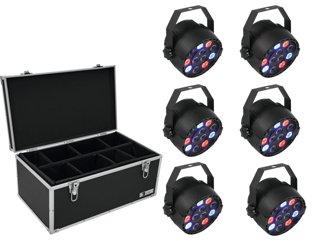 EUROLITE sett 6x LED PARty Spot + koffert TDV-1