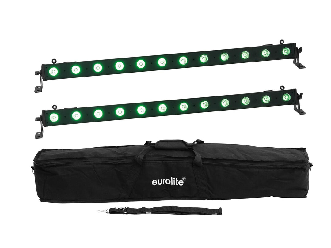 EUROLITE sett 2x LED BAR-12 QCL RGB+UV Bar + Soft Bag