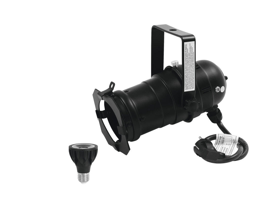 EUROLITE sett PAR-20 Spot svart + PAR-20 230V COB 6W E-27 LED 1800-3000K dim2warm
