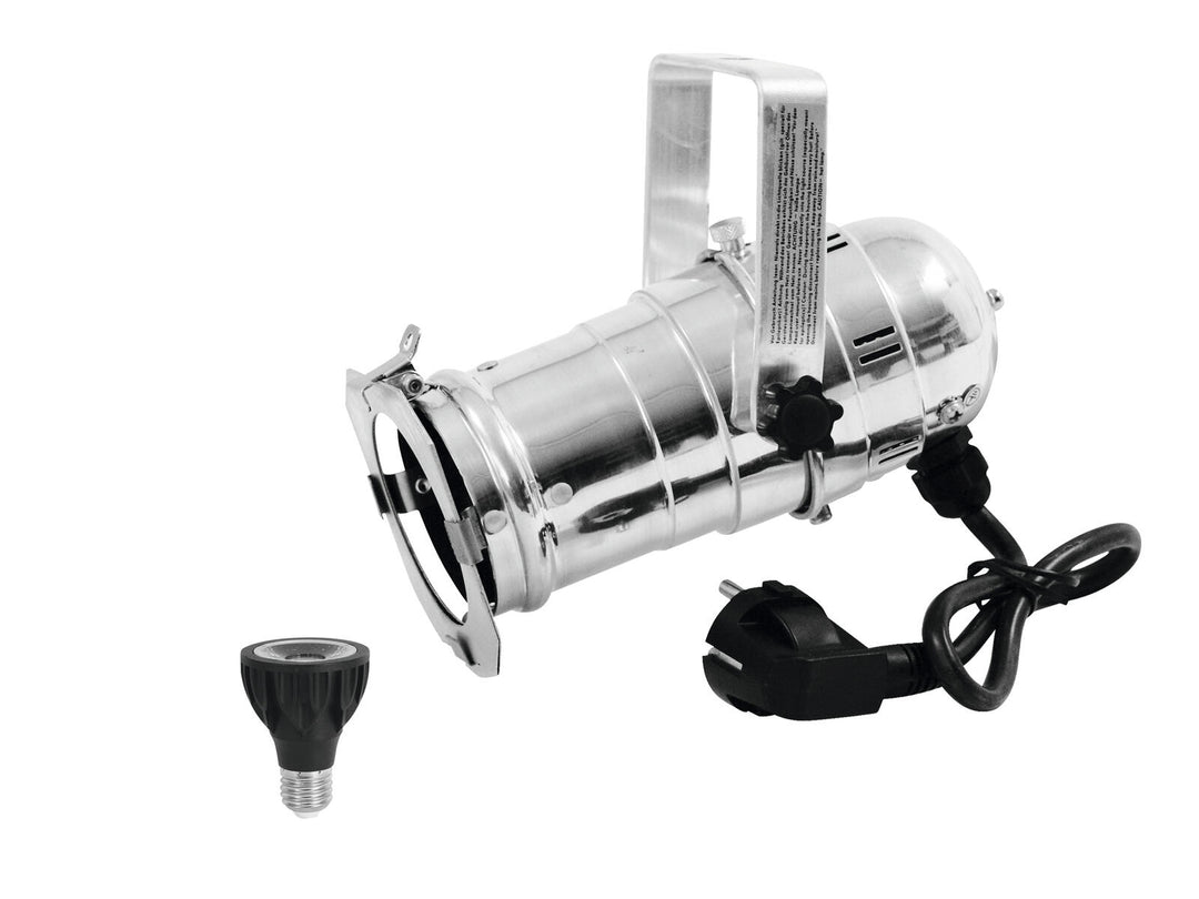 EUROLITE sett PAR-20 Spot sølv + PAR-20 230V COB 6W E-27 LED 1800-3000K dim2warm